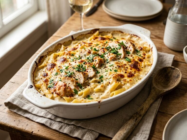 Best Garlic Butter Chicken Alfredo Bake Recipe