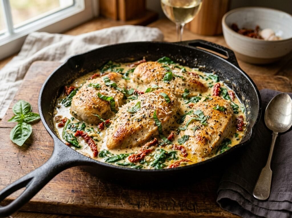 creamy tuscan chicken skillet