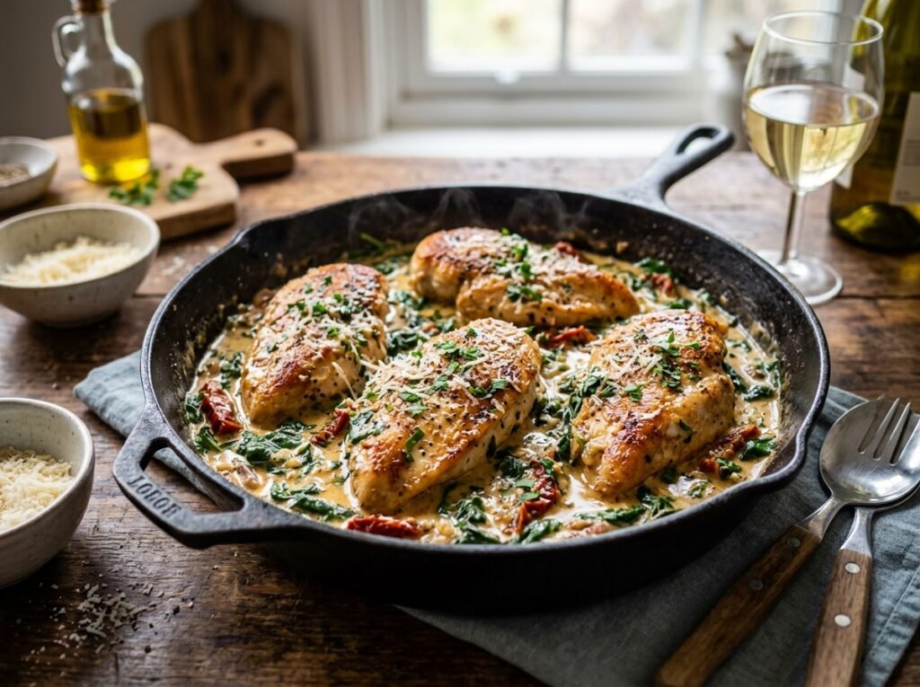 creamy tuscan chicken skillet