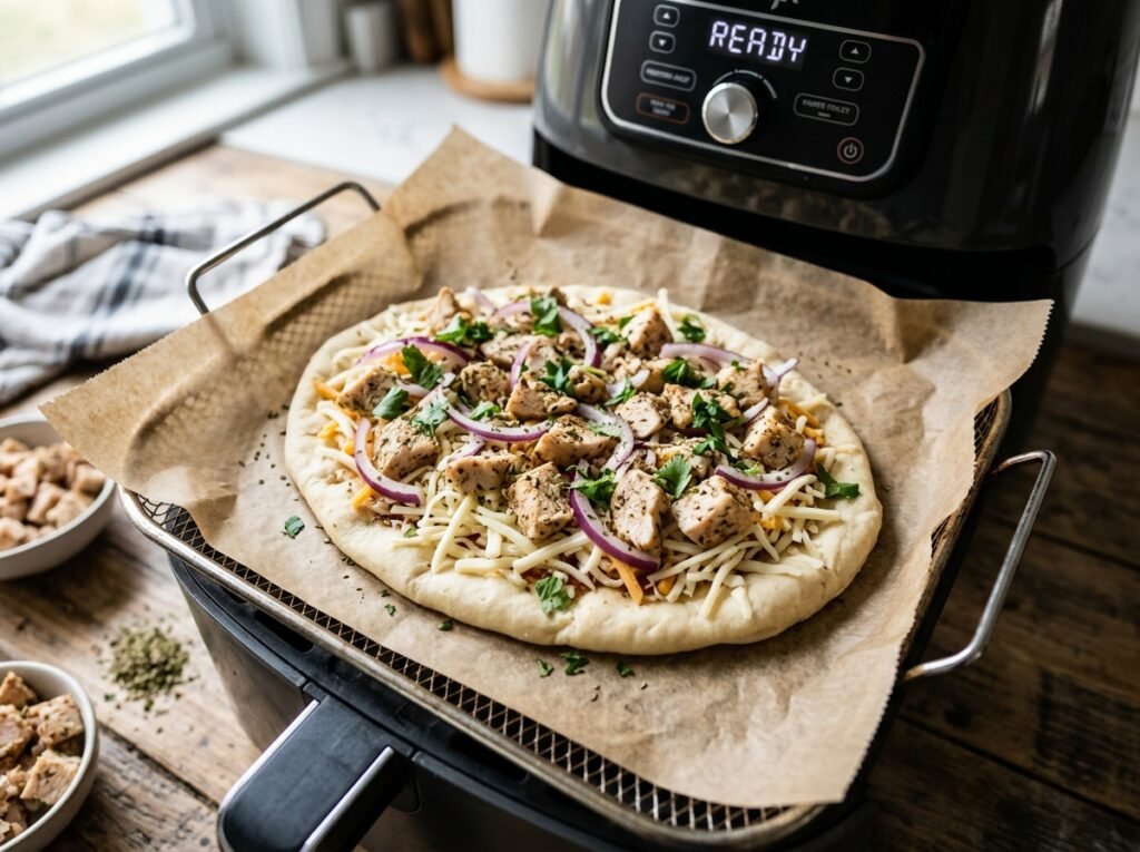 Air Fryer BBQ Chicken Flatbread Recipe