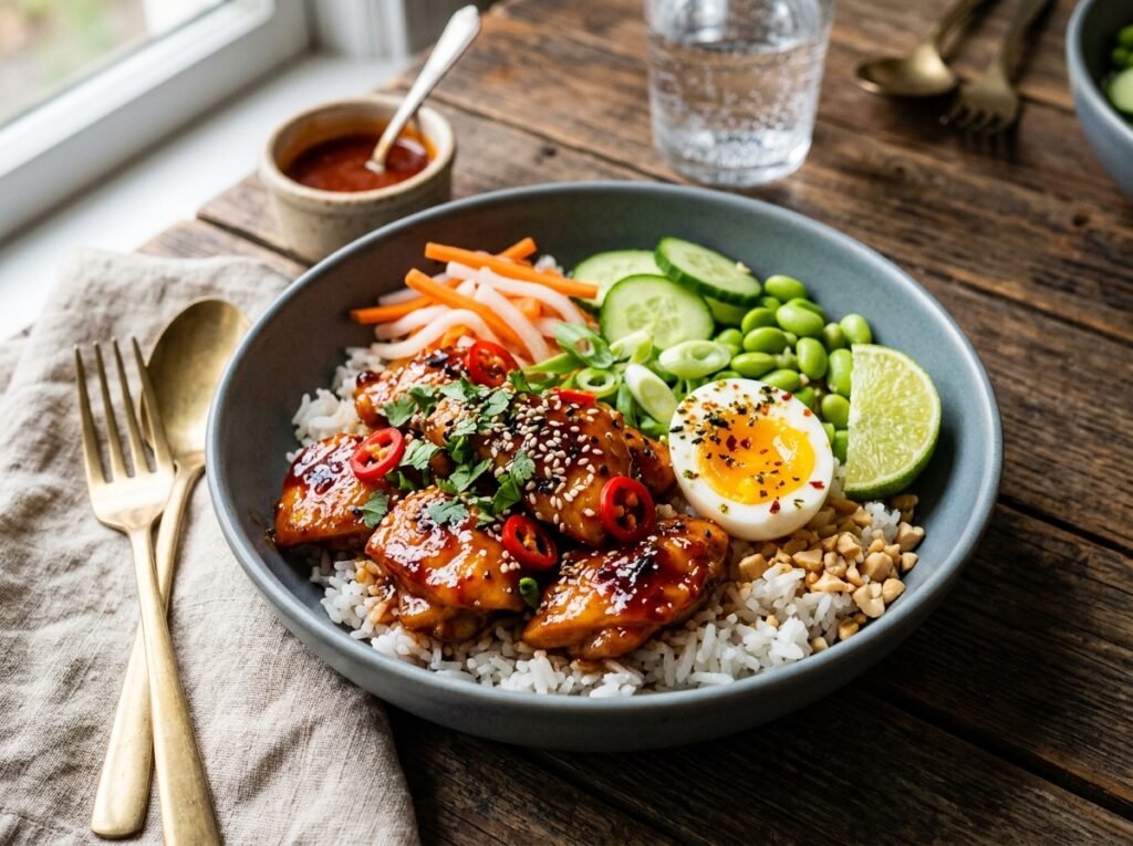 Honey Sriracha Chicken Rice Bowl Recipe