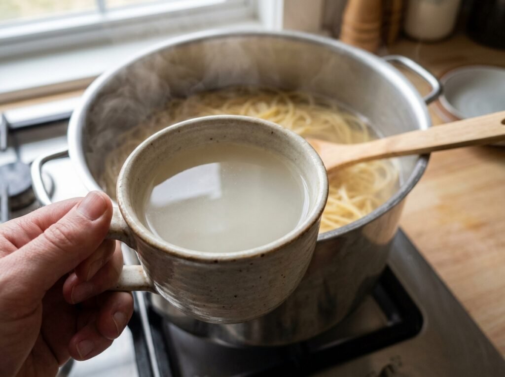 Mug of pasta water