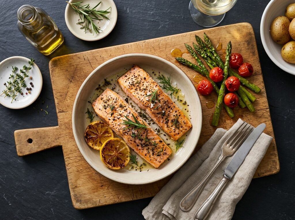 Salmon oil lemon spices ingredients