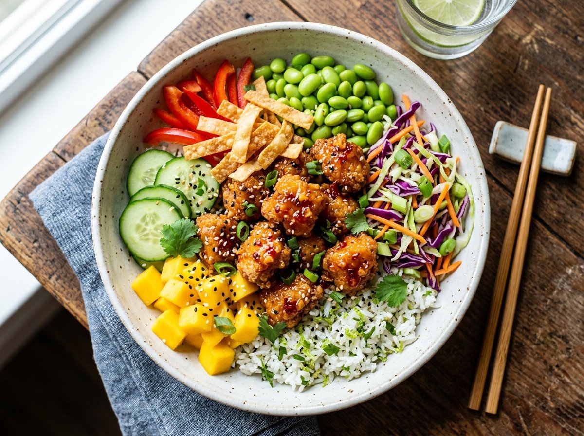 Sweet Chili Chicken Crunch Bowls Recipe